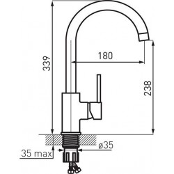 Μπαταρία Κουζίνας Αναμεικτική Ορειχάλκινη Πάγκου Ψηλή Ferro Freya Granite Sand BFR41S Με Ψηλό Περιστρεφόμενο Ρουξούνι