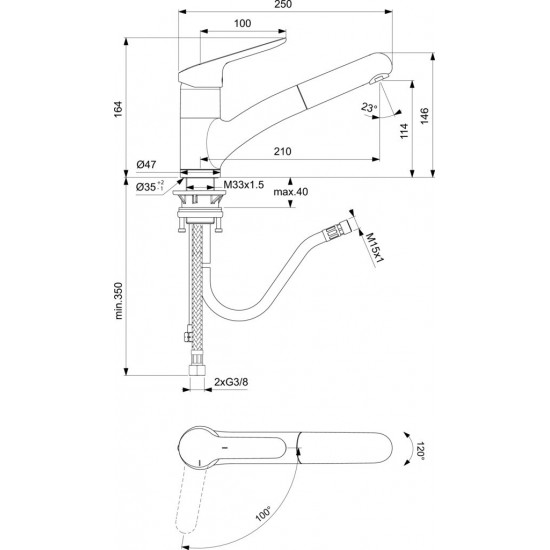 Μπαταρία Κουζίνας Okyris Porcher Ideal standard D0596AA Χρωμέ με Αποσπώμενο Ντουζάκι Μπαταρία Κουζίνας Okyris Porcher Ideal standard D0596AA Χρωμέ με Αποσπώμενο Ντουζάκι