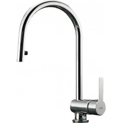 Μπαταρία Κουζίνας Πάγκου Armando Vicario Base 15780-100 Με Υψηλό Περιστρεφόμενο Ρουξούνι και Συρόμενο Ντουζ και Άθραυστο Σπιράλ  Χρωμέ