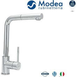 Μπαταρία Κουζίνας Αναμεικτική Ορειχάλκινη Πάγκου Ψηλή Modea Pull Out Line 00-2086 Χρωμέ Με Υψηλό Περιστρεφόμενο Ίσιο Ρουξούνι και Αποσπώμενο Ντουζ Μονής Ροής