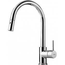 Μπαταρία Κουζίνας Πάγκου Carron Phoenix Fluo 18780-100 Χρωμέ Με Υψηλό Περιστρεφόμενο Ρουξούνι και Αποσπώμενο Ντουζ 2 λειτουργιών (Shower/Spray) και Άθραυστο Σπιράλ 