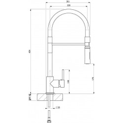 Μπαταρία Κουζίνας Πάγκου Carron Phoenix Fluo 18680-100 Με Υψηλό Περιστρεφόμενο Ρουξούνι και Αποσπώμενο Ντουζ 2 λειτουργιών (Shower/Spray) Χρωμέ-Μαύρο