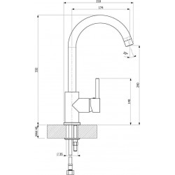 Μπαταρία Κουζίνας Πάγκου Armando Vicario Fluo 18710-100 Με Υψηλό Περιστρεφόμενο Ρουξούνι Χρωμέ