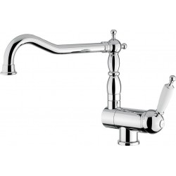 Μπαταρία Κουζίνας Πάγκου Αναμεικτική Ορειχάλκινη Bugnatese Oxford 7596-100 Σπαστή Χρωμέ Vintage με Περιστρεφόμενο/Ανακλινόμενο Ρουξούνι για χρήση Παραθύρου