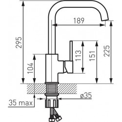 Μπαταρία Κουζίνας Πάγκου Ψηλή Ferro Freya Graphite Black BFR42B Με Ψηλό Περιστρεφόμενο Ρουξούνι