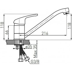 Μπαταρία Κουζίνας Πάγκου Χαμηλή Ferro Freya Granite Sand BFR4S Μπεζ Με Περιστρεφόμενο Ρουξούνι