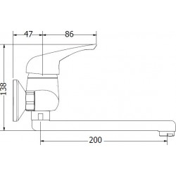Μπαταρία Κουζίνας Τοίχου Elit Modea 00-2009 Χρωμέ Με Περιστρεφόμενο Ρουξούνι Κάτω Ροής