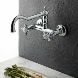 Μπαταρία Κουζίνας Τοίχου Bugnatese Princeton 852-100 Vintage Με Περιστρεφόμενο Ρουξούνι Χρωμέ 