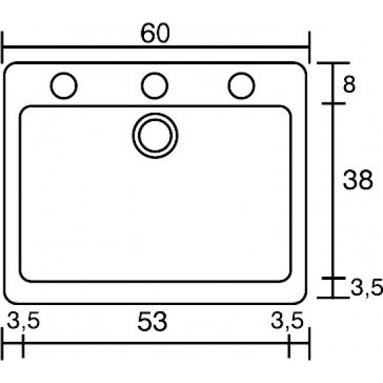 Ένθετος Νεροχύτης Γρανιτένιος Συνθετικός 60x50 Sanitec Classic 331 με 1 Γούρνα Granite Terracotta