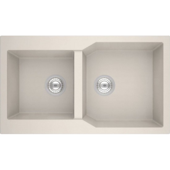 Νεροχύτης Γρανιτένιος Sanitec Ultra Granite 804 (86X50) Bianco Βαρέως Τύπου με 2 Ανισομερείς Γούρνες 