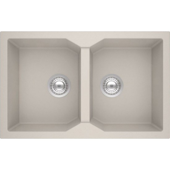 Νεροχύτης Γρανιτένιος Sanitec Ultra Granite Τετραγωνισμένος 806 (79X50) Sabbia (Μπεζ) Βαρέως Τύπου με 2 Ίσες Γούρνες 