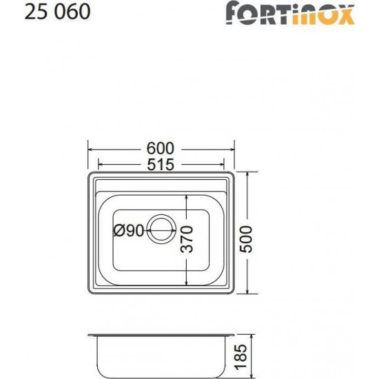 Νεροχύτης Ένθετος Ανοξείδωτος Fortinox Valley 25060-112 60x50 Inox Σαγρέ Νεροχύτης Ένθετος Ανοξείδωτος Fortinox Valley 25060-112 60x50 Inox Σαγρέ