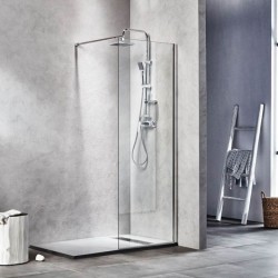 Διαχωριστικό Πάνελ Ντουζιέρας Free 100X195cm Εφαπτόμενο σε Τοίχο 8mm Nanotechnology Διάφανo Με Χρωμέ Πλαίσιο