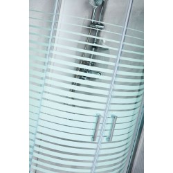 Καμπίνα Ντουζιέρας Tema Ημικυκλική Σεριγραφία New Line 80Χ80 με 1,80 ύψος με Κρύσταλλο Ασφαλείας με Χρωμέ Πλαίσιο