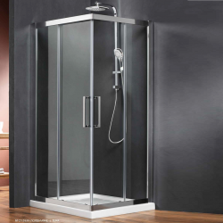 Καμπίνα Ντουζιέρας Tema Τετράγωνη Versus 90Χ90 με 1,85 ύψος Διάφανη Νανοτεχνολογίας με Κρύσταλλο Ασφαλείας με Χρωμέ Πλαίσιο