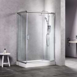 Καμπίνα Ντουζιέρας New Tema Ορθογώνια 80x100x180cm με Κρύσταλλο Ασφαλείας NT80100 Διάφανη Χρωμέ