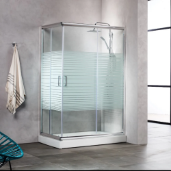 Καμπίνα Ντουζιέρας Tema Ορθογώνια Tulip 80Χ120 NT80120S με 1,80 ύψος Σεριγραφία με Κρύσταλλο Ασφαλείας με Χρωμέ Πλαίσιο