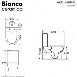 Λεκάνη Δαπέδου Bianco Ceramica Aida Rimless AD12000SC-300 Πορσελάνης Λευκή Οριζόντιας Αποχέτευσης με Καζανάκι και Κάλυμμα Duroplast Slim Soft Close Λεκάνη Δαπέδου Bianco Ceramica Aida Rimless AD12000SC-300 Πορσελάνης Λευκή Οριζόντιας Αποχέτευσης με Καζανάκι και Κάλυμμα Duroplast Slim Soft Close
