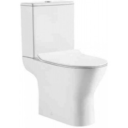 Λεκάνη Δαπέδου Ceramita Bergamo Rimless Πορσελάνης Λευκή Οριζόντιας Αποχέτευσης με Καζανάκι και Κάλυμμα Duroplast Slim Soft Close