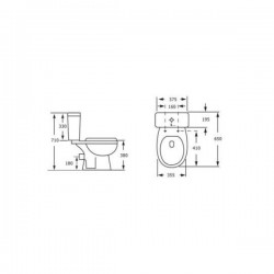 Λεκάνη Δαπέδου Ikke Hanne Πορσελάνης Λευκή Οριζόντιας Αποχέτευσης με Καζανάκι και Κάλυμμα Thermoplast