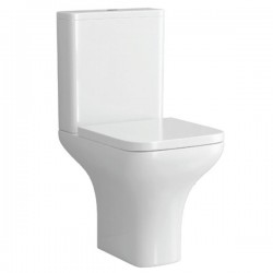 Λεκάνη Δαπέδου Karag Amfipolis TR 126 Πορσελάνης Λευκή Οριζόντιας Αποχέτευσης Τετραγωνισμένη με Καζανάκι και Κάλυμμα Soft Close