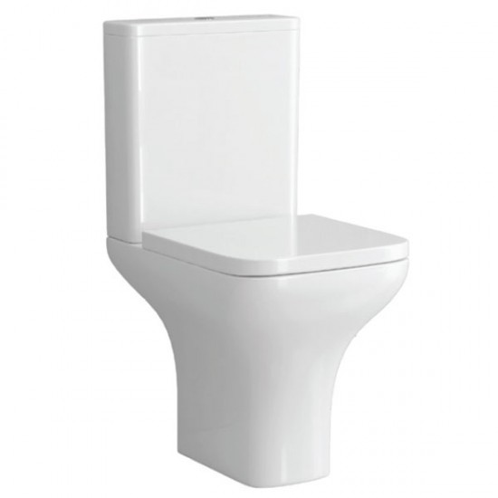 Λεκάνη Δαπέδου Karag Amfipolis TR 126 Πορσελάνης Λευκή Οριζόντιας Αποχέτευσης Τετραγωνισμένη με Καζανάκι και Κάλυμμα Soft Close