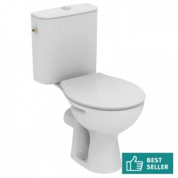 Λεκάνη Δαπέδου Porcher Group Ideal standard Noebis P005601  Πορσελάνης Λευκή Οριζόντιας Αποχέτευσης με Καζανάκι και Κάλυμμα Thermoplast