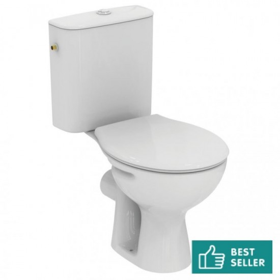 Λεκάνη Δαπέδου Porcher Group Ideal standard Noebis P005601  Πορσελάνης Λευκή Οριζόντιας Αποχέτευσης με Καζανάκι και Κάλυμμα Thermoplast