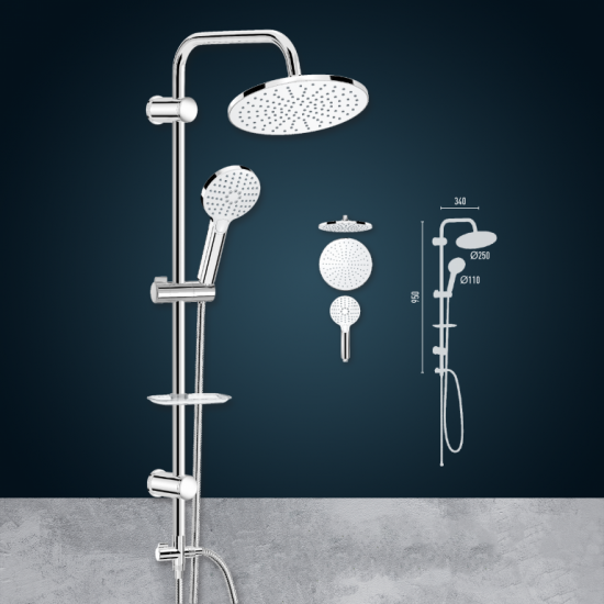 Στήλη Ντους Χωρίς Μπαταρία 95εκ. Duscheline Prestige Icon DM-7437 Χρωμέ Στήλη Ντους Χωρίς Μπαταρία 95εκ. Duscheline Prestige Icon DM-7437 Χρωμέ