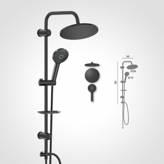 Στήλη Ντους Χωρίς Μπαταρία 95εκ. Duscheline Prestige Icon DM-7461 Μαύρο Ματ