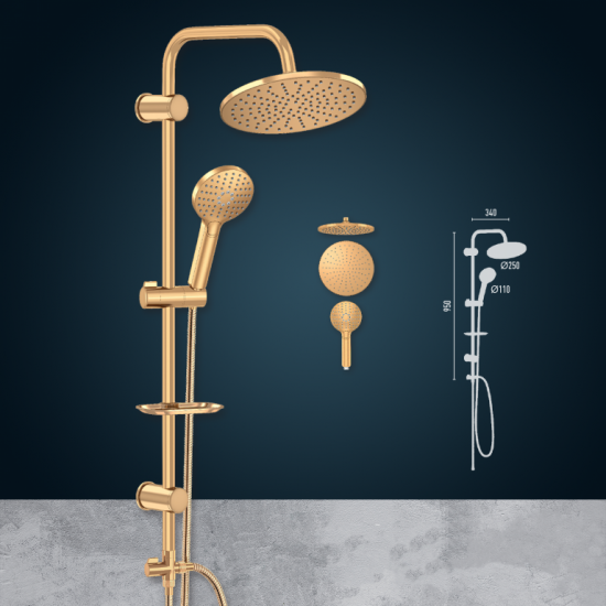 Στήλη Ντους Χωρίς Μπαταρία 95εκ. Duscheline Prestige Icon DM-7503 Ματ Χρυσό
