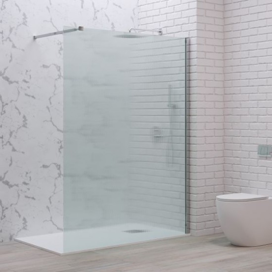 Διαχωριστικό Πάνελ Ντουζιέρας Walkin 1 Karag 90X200cm με flute κρύσταλλο 8mm Χρωμέ