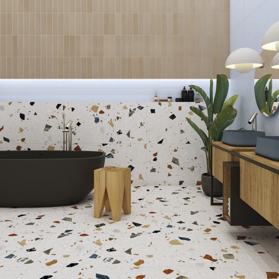 Πλακάκι Terrazzo White 60Χ120 A' Λευκό Ματ Μωσαϊκό 