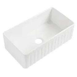 Νεροχύτης Κουζίνας Πορσελάνης A-3318N White Glossy (Λευκό Γυαλιστερό) 83,5x45,9x25,4 cm Vintage με 1 Μεγάλη Ενιαία Γούρνα