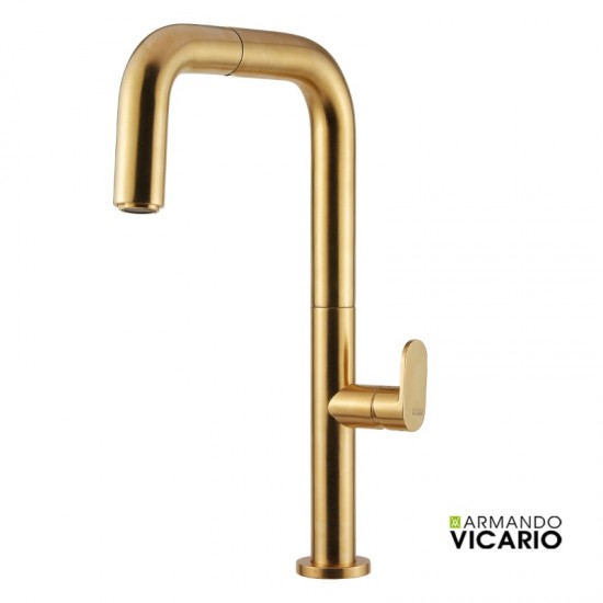 Μπαταρία Κουζίνας Armando Vicario Eva με Ντουζ 400746-201 Gold Brushed 