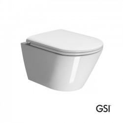 Λεκάνη Κρεμαστή Πορσελάνης GSI Kube-x 9416 Swirlflush 50 εκ. με κάλυμμα Slim Soft Close 941600C-300 Λευκό