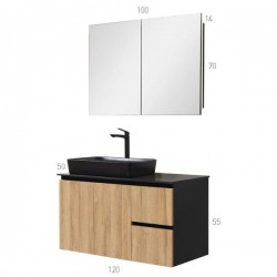 Καθρέπτης Επίπλου Μπάνιου Κρυφοντούλαπο Mabo Αφροδίτη 100 cm Mix & Match MDF Επενδεδυμένο Με 3D Φιλμ Με Κρυφό LED