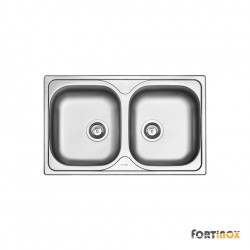 Νεροχύτης Κουζίνας Ανοξείδωτος Fortinox Valley 80x50 Inox με 2 Γούρνες 25200-110 Λείος