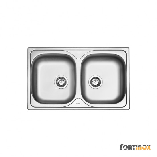 Νεροχύτης Κουζίνας Ανοξείδωτος Fortinox Valley 80x50 Inox με 2 Γούρνες 25200-110 Λείος Νεροχύτης Κουζίνας Ανοξείδωτος Fortinox Valley 80x50 Inox με 2 Γούρνες 25200-110 Λείος