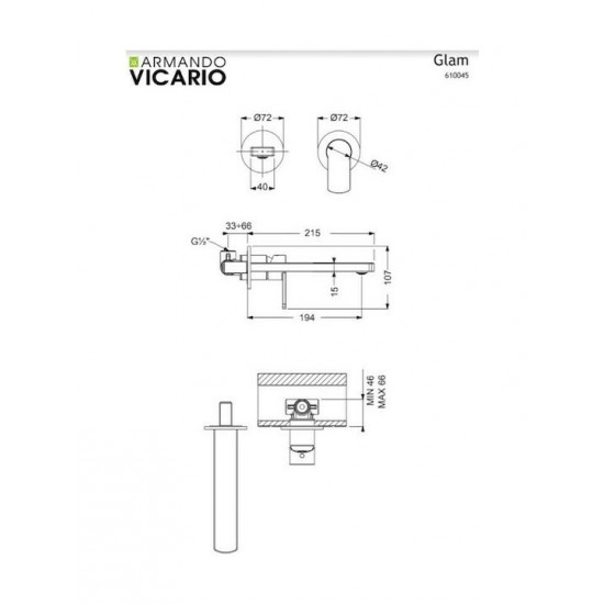 Μπαταρία Νιπτήρος Εντοιχισμού Armando Vicario Glam Chrome 610045-100 Χρωμέ Μπαταρία Νιπτήρος Εντοιχισμού Armando Vicario Glam Chrome 610045-100 Χρωμέ