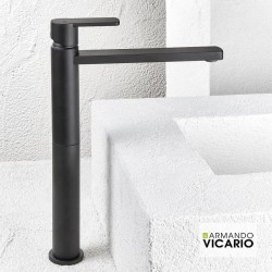 Μπαταρία Νιπτήρος Ψηλή Armando Vicario Glam 610041-400 Black Matt Με Βαλβίδα Clic-Clac 