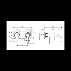 Μπαταρία Νιπτήρα Εντοιχισμού Αναμεικτική Armando Vicario Lumiere Antique Brass 516045-221 