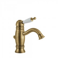 Μπαταρία Νιπτήρος Αναμεικτική Ορειχάλκινη Bugnatese Oxford 6319-220300 Μπρονζέ Vintage Ρετρό Με Αυτόματη Βαλβίδα Χρωμέ και Λευκό Πόμολο 