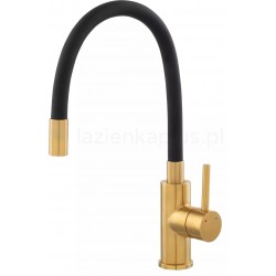 Μπαταρία Κουζίνας Πάγκου Karag Ferro Zumba με Εύκαμπτο Ρουξούνι από PVC Μαύρο- Χρυσό