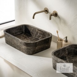 Μαρμάρινος Νιπτήρας Επιτραπέζιος 60Χ38cm FOSSIL Gaia Marble DS60-523 Emperador Dark