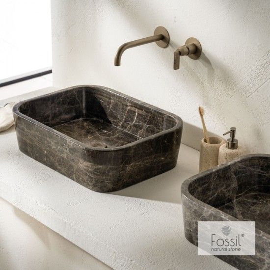 Μαρμάρινος Νιπτήρας Επιτραπέζιος 60Χ38cm FOSSIL Gaia Marble DS60-523 Emperador Dark Μαρμάρινος Νιπτήρας Επιτραπέζιος 60Χ38cm FOSSIL Gaia Marble DS60-523 Emperador Dark