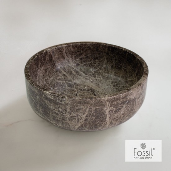 Μαρμάρινος Νιπτήρας Επιτραπέζιος Φ33cm Fossil Thalo Marble DR33-523 Emperador Dark Μαρμάρινος Νιπτήρας Επιτραπέζιος Φ33cm Fossil Thalo Marble DR33-523 Emperador Dark