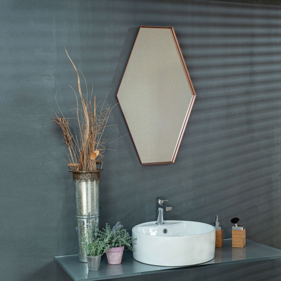 Κρεμαστός Καθρέπτης Iron Polygon 50x80 εκ. με Led Black (Μαύρος)