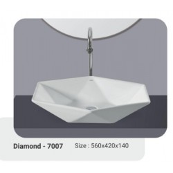 Νιπτήρας Μπάνιου Λευκός Πορσελάνης I-zec Diamond 7007 56,5x36,7x13,5 cm Επικαθήμενος χωρίς Υπερχείλιση και χωρίς Οπή για Βρύση