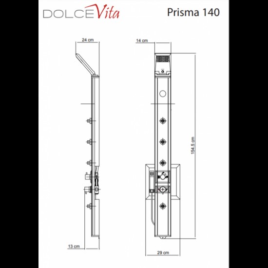 Στήλη Ντουζ Υδρομασάζ Θερμομικτική Dolce Vita Prisma 140 CR από Μασίφ Αλουμίνιο με χρωματοθεραπεία 3 χρωμάτων 3 Εξόδων (Ντουζ Κεφαλής - 4 Jet Υδρομασάζ - Τηλέφωνο) Στήλη Ντουζ Υδρομασάζ Θερμομικτική Dolce Vita Prisma 140 CR από Μασίφ Αλουμίνιο με χρωματοθεραπεία 3 χρωμάτων 3 Εξόδων (Ντουζ Κεφαλής - 4 Jet Υδρομασάζ - Τηλέφωνο)